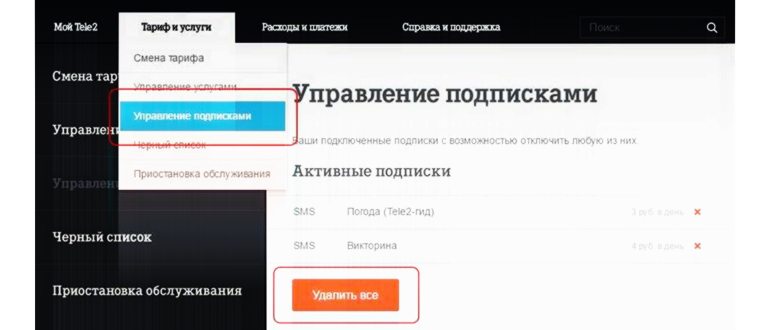 Микс Теле2 как отключить подписку на