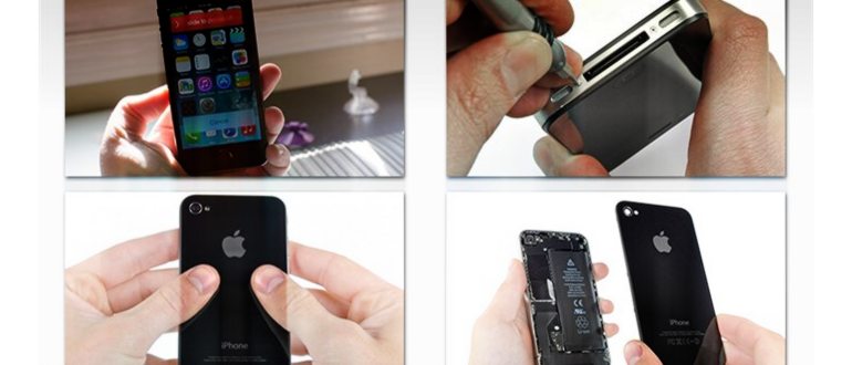 iphone,устройства,корпусом,шаг,отвертка