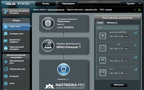 Клиенты Wi-Fi на роутере Asus